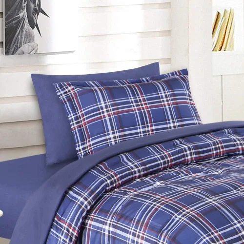 Vista 2 de EMME Bed-in-A-Bag - Juego de edredón de 5 piezas para cama Twin de microfibra cepillada y relleno de plumón sintético, suave y cómodo, lavable a