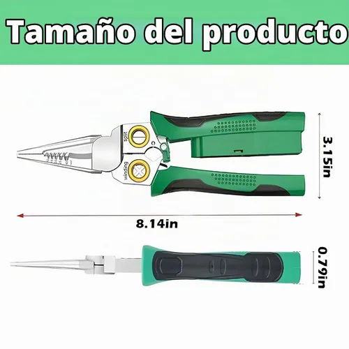 Vista 2 de Pelacables 8 en 1 con probador de voltaje, alicates multifuncionales para electricista profesional con función de medición de electricidad, alicates