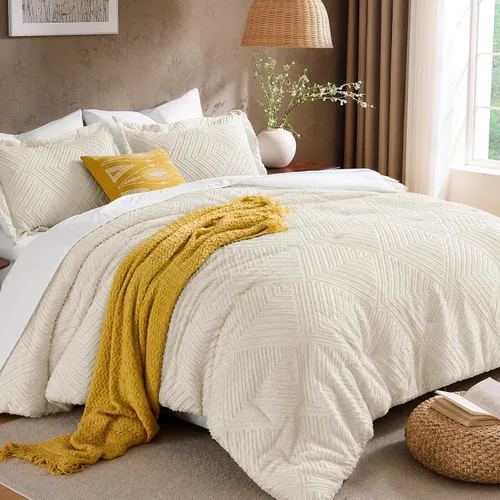Vista 17 de JOLLYVOGUE Juego de edredón Queen de 7 piezas, cama bohemia copetuda en una Edredón ultra suave, certificado OEKO-TEX, para todas las estaciones