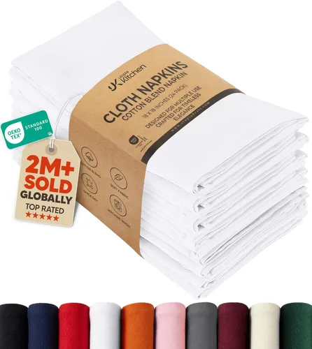 Vista 19 de Utopia Kitchen Servilletas de tela blanca [288 unidades, 18 x 18 pulgadas] mezcla de algodón absorbente, lavables y reutilizables, para cenas