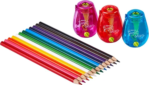 Vista 10 de Bostitch Office Twist-n-Sharp Sacapuntas de Lápices, para Niños y Lápices de Colores, Colores Surtidos (PS1-BLUE-2PK)