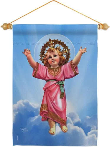 Vista 9 de Bandera de arpillera para el jardín de divine Baby Jesus, religiosa, fe, esperanza, gracia, paloma, religión cristiana, Pascua, pequeño, regalo