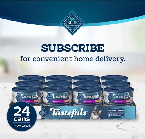 Vista 11 de Blue Buffalo Tastefuls Natural Pate - Comida húmeda natural para gatos, ternera, latas de 5.5 onzas (24 unidades) La carne de res real es lo