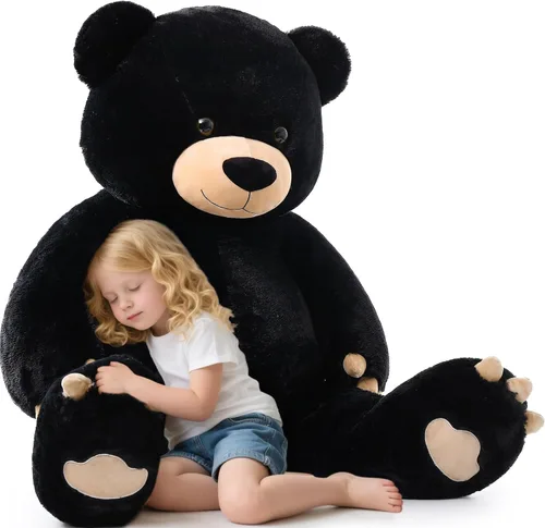 Vista 3 de Tezituor Oso de peluche grande de 59 pulgadas, animal de peluche negro gigante para baby shower, Navidad, día de San Valentín o cumpleaños, oso