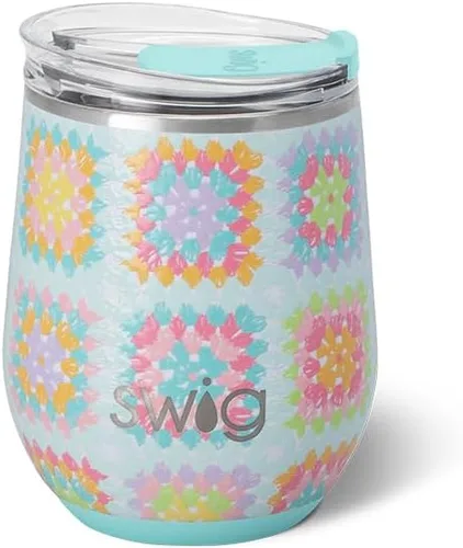 Vista 26 de Swig Life Vaso de vino de 12 onzas con tapa, acero inoxidable, apto para lavavajillas, portátil, triple aislamiento (todos los americanos)