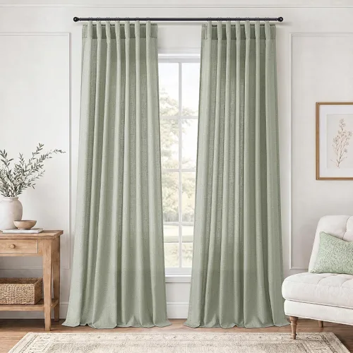 Vista 34 de Jowels Natural Linen Curtains 96 Inches Long 2 Panels for Living Room