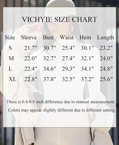 Vista 6 de VICHYIE Camisas de manga larga acanaladas con cuello alto falso para mujer