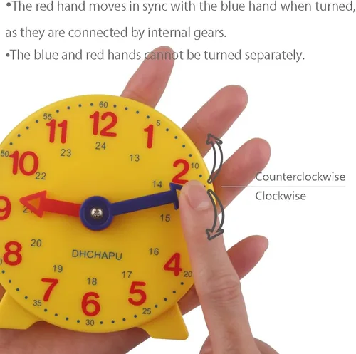 Vista 3 de Reloj de aprendizaje para niños y estudiantes, equipo para profesores, 4 pulgadas, 12/24 horas, reloj de enseñanza, reloj educativo para aula