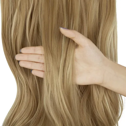 Vista 5 de 18H613 - Extensión de cabello rubio sucio, rizado, largo, de fibra sintética para mujer, pieza de cabello rubio de 18 pulgadas, 4.2 onzas, diadema