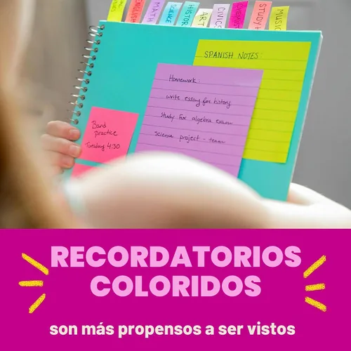 Vista 4 de Post-it Notas súper adhesivas, 3 x 3 pulgadas, 3 blocs, 2 veces el poder de adherencia, neones de supernova, colores brillantes, reciclables