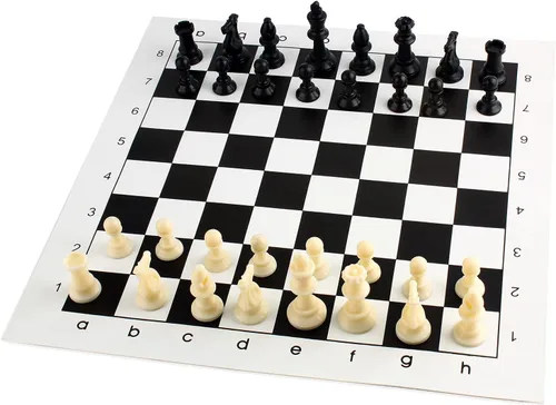 Vista 4 de Andux Juego de Ajedrez Piezas de Ajedrez y Tablero Rollable QPXQ-01 (Negro, 13.8x13.8 in)