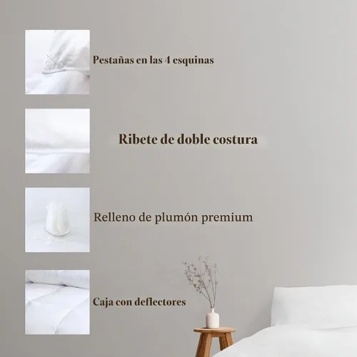 Vista 3 de Fabricado en Canadá - Highland Feather All Season Edredón de plumón de ganso blanco relleno 600 relleno esponjoso 289 hilos edredón lujoso algodón