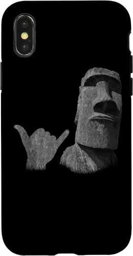 Vista 5 de Funny Easter Island Rapa NUI Moai Statue Surfer Shaka Sign Case for iPhone 16