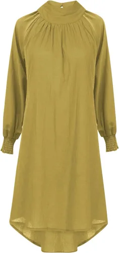 Vista 3 de Vestido de manga larga con cuello redondo y plisado en la espalda con fugas para mujer