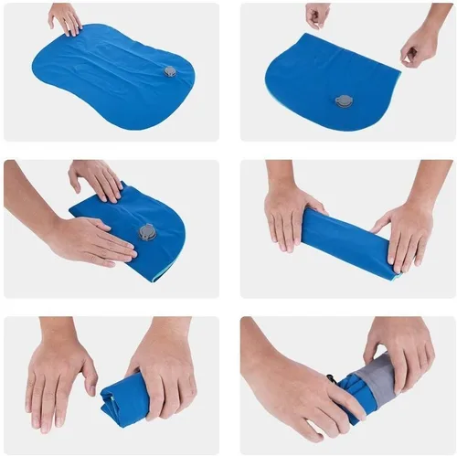 Vista 7 de Almohadas inflables ultraligeras para campamento: compresibles, compactas, inflables, cómodas, ergonómicas para soporte de cuello y lumbar mientras