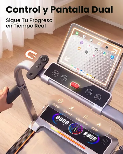 Vista 3 de Almohadilla plegable compacta 5 en 1 con barra inclinada y mango, 18% de inclinación para espacios pequeños en el hogar, caminadora para debajo