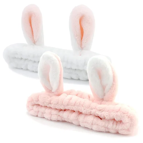 Vista 9 de YISSION 2 diademas de spa con orejas de oso, banda antideslizante para lavado de cara, maquillaje, cuidado de la piel, diadema facial, banda