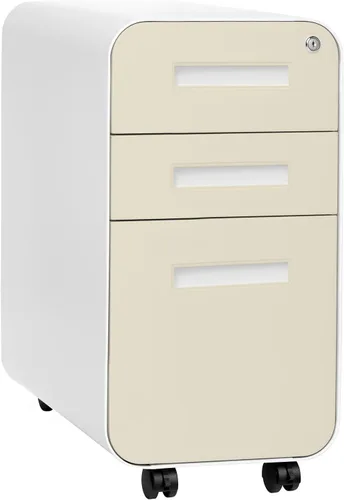 Vista 14 de Laura Davidson Furniture Stockpile Archivador móvil delgado de 3 cajones con cerradura - Archivador de metal para debajo del escritorio, carpetas