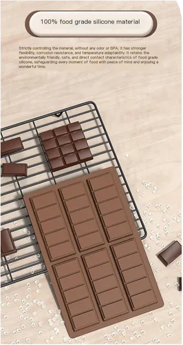 Vista 3 de Molde de silicona grande para barra de chocolate de 6.7 x 10.2 pulgadas, antiadherente, moldes de caramelo de cavidad profunda para hornear