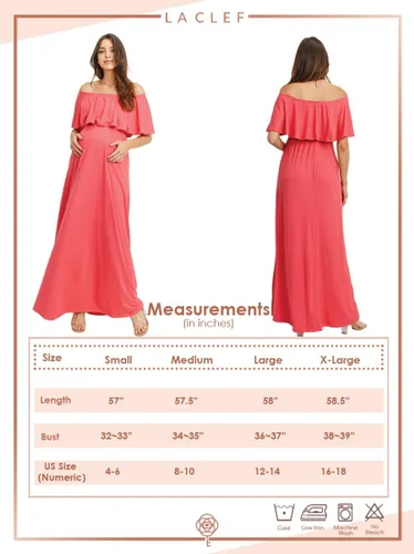 Vista 8 de Vestido de maternidad con hombros descubiertos, vestido largo para mujeres embarazadas, para fiestas de recién nacidos, o sesiones de fotos