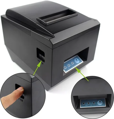 Vista 3 de symcode Impresora térmica de recibos POS Ethernet/LAN y puerto serie - Cortador automático - Puerto de cajón de efectivo - Ancho de papel 3 1/8
