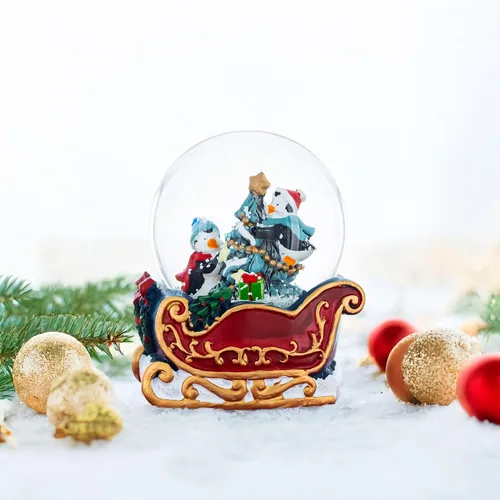 Vista 2 de Mini globo de nieve de agua con diseño de pingüino
