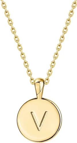 Vista 39 de PAVOI - Collar con dije de letra inicial chapado en oro de 14 quilates para mujer Collar con inicial alfabética de oro