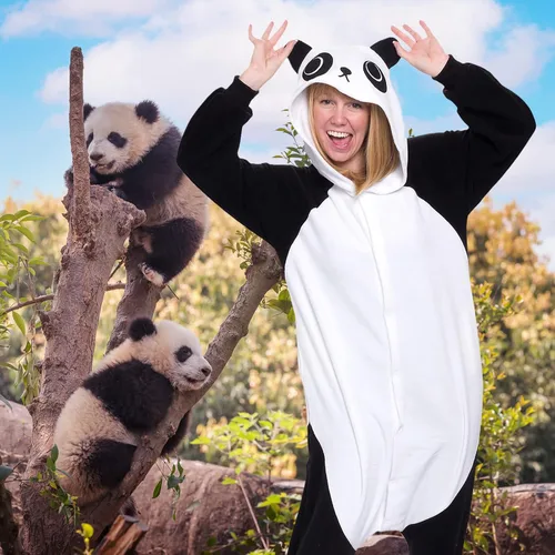 Vista 2 de Adult Onesie Halloween Costume - Animal and Sea Creature - Plush One Piece Cosplay Suit for Adults, Women and Men FUNZIEZ!