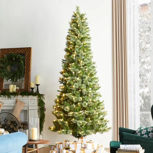 Vista 20 de Glitzhome Árbol de Navidad preiluminado, abeto artificial realista de 7.5 pies con 1,668 puntas y 680 luces centelleantes C3, 10 funciones de Aspen