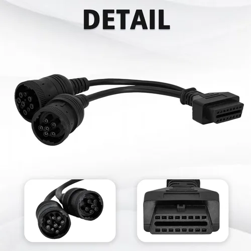 Vista 4 de OBD 6pin 9pin J1708 J1939 Cable para Camión 6+9pin a OBD2 16pin Adaptador Compatible con Scanner de Camión Pesado Cummins Cable OBD a 9 pin J1939