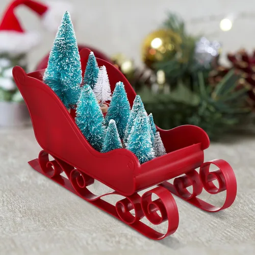 Vista 8 de Abaodam Decoración de trineo de Navidad, 2 piezas, soporte para dulces de árbol de Navidad, adorno de mesa, adorno decorativo de trineo de Papá Noel