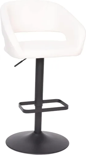 Vista 3 de Taylor + Logan Jenna - Taburete giratorio ajustable de 360 grados con base negra en vinilo blanco Vinilo blanco/marco negro