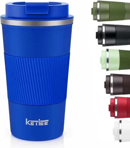 Vista 10 de KETIEE Taza de café de 12 oz: Taza de café con aislamiento al vacío y tapa a prueba de fugas, taza de viaje de acero inoxidable con doble pared