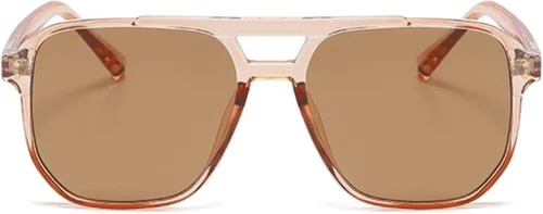 Vista 2 de Hanj Gafas de sol estilo aviador cuadradas vintage para mujeres y hombres, lentes clásicos retro de los años 70, lentes de montura grande a la moda