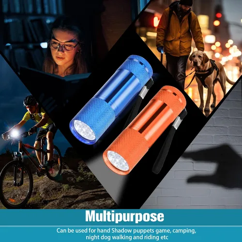 Vista 6 de VIHOSE 20 piezas de linternas mini a granel, linterna de mano brillante de aluminio con cordón, linternas LED pequeñas para lectura nocturna Lovely