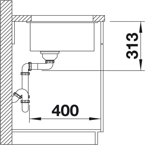Vista 4 de BLANCO SUBLINE 320-U 523 410 - Fregadero de cocina, color blanco, 15.7 in Unterschrank
