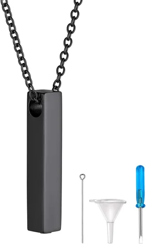 Vista 104 de FindChic Collares personalizados con urna para cenizas, barra vertical, gato, luna, reloj de arena, garra de perro, acero inoxidable, chapado en oro
