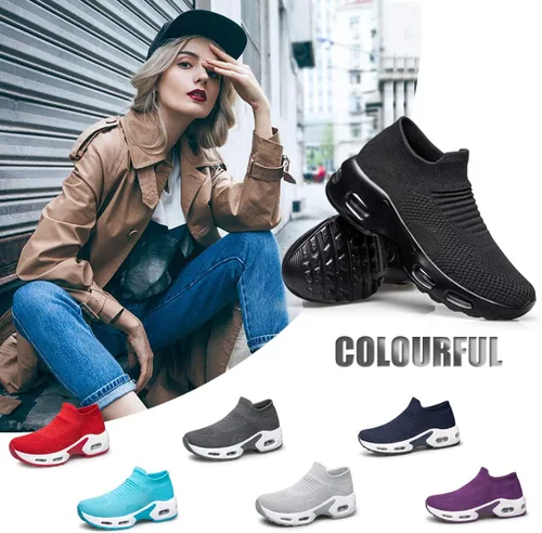 Vista 2 de YHOON - Zapatos deportivos para caminar para mujer, sin cordones, para enfermería, trabajo, con cámara de aire, de malla, informales, para correr