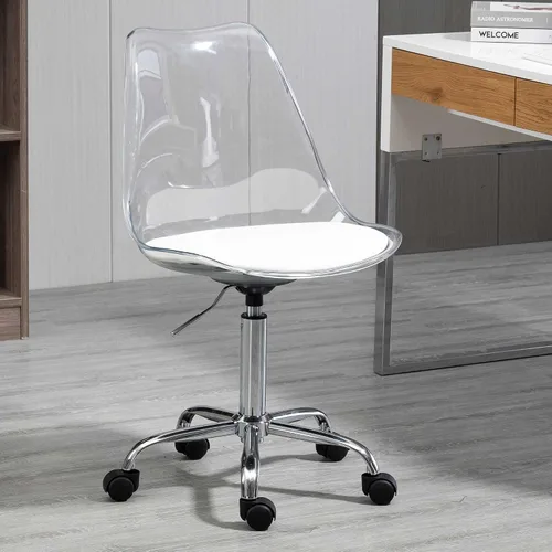 Vista 10 de Silla de escritorio transparente de acrílico con ruedas y altura