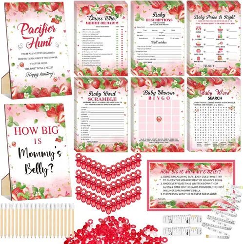 Vista 11 de Sherr Juego de 424 chupetes para baby shower, incluye letrero de caza y 50 chupetes acrílicos, Bingo Price Guess How Is Big Search for Brown Baby