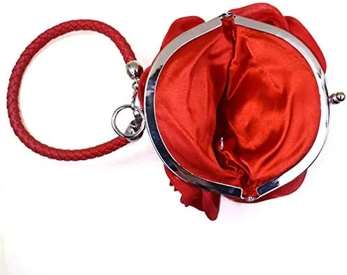 Vista 3 de Buddy - Bolso de mano de satén suave para mujer, con forma de rosa, para boda, fiesta