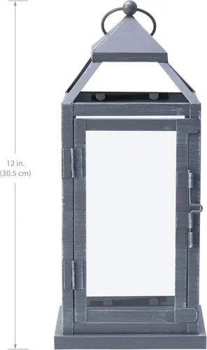 Vista 2 de Elements Faroles de metal con velas LED, juego de 3, 5.2 x 5.2 x 12 pulgadas, color gris