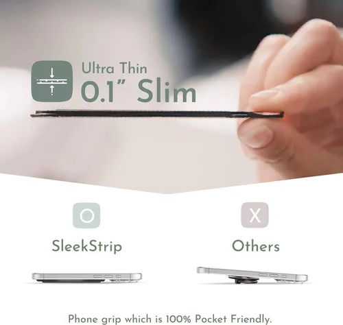 Vista 2 de SleekStrip SleekGrip-Essential Soporte de Agarre para Teléfono Ultra Delgado, Anillo de Bucle para Dedos de Metal Delgado Correa Sujetadora de Mano