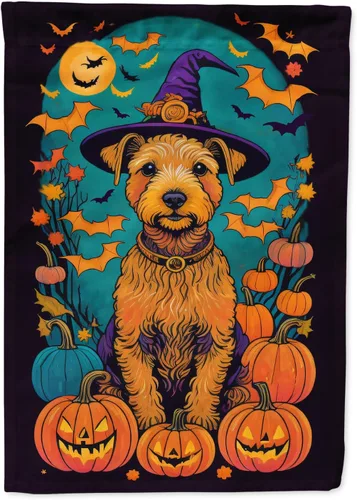 Vista 64 de Caroline's Treasures DAC1466GF - Bandera decorativa para jardín de Halloween de Affenpinscher Witchy para jardín, decoración para patio exterior