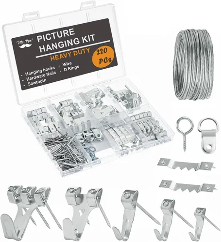 Vista 9 de Mr. Pen - Kit negro para colgar cuadros de 220 piezas, clavos, ganchos y herrajes