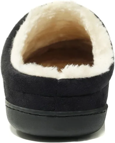 Vista 2 de NewDenBer Men's Warm Memory Foam Suede Plush Lined Slip on Indoor Outdoor Clog House Slippers