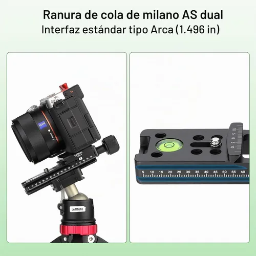 Vista 6 de Riel de 3.937 in Nodal Slide Metal Tornillo Perilla Abrazadera Placa de liberación rápida para trípode Cabeza de bola rápida con RRS Arca Swiss