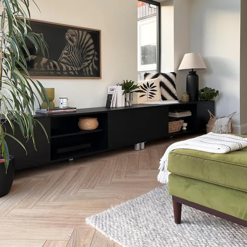 Vista 4 de Mobili Fiver, Rachele TV Stand, Ashwood Black, Made in Italy