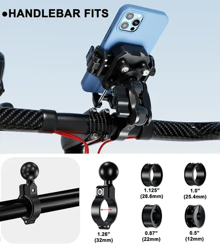 Vista 4 de iMESTOU Soporte de teléfono antivibración para motocicletas y bicicletas con amortiguadores y diseño antirrobo, soporte de teléfono de bola de 1