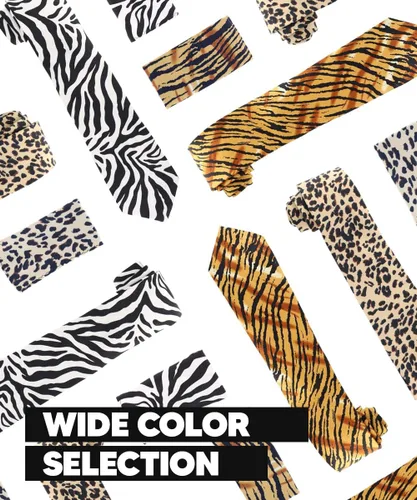 Vista 7 de Juego de corbata Kente con estampado africano y animal y pañuelo de bolsillo a juego